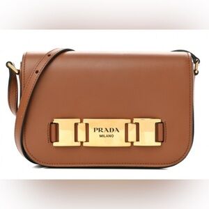 Prada Brown Leather Crossbody Bag with Gold Hardware